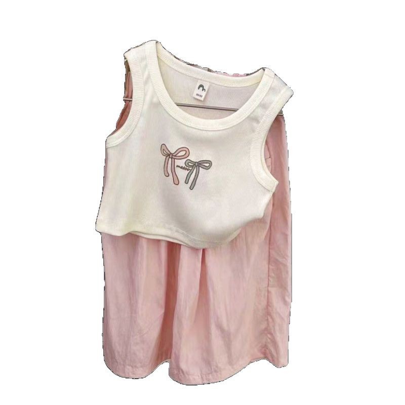 Traje de verano para niñas 2025 nuevo estilo estilo occidental chaleco para niñas pantalones a prueba de mosquitos pantalones anchos mujeres bebés niños traje de dos piezas