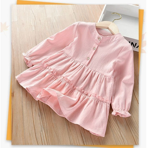 Children's Top 2025 Spring and Autumn Stylish Blouse Skirt Children's Cotton Linen Skirt Shirt for Girls Baby Long Sleeve Blouse