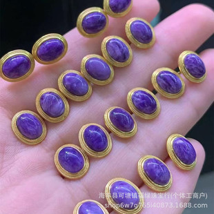 Factory wholesale natural Amethyst earrings s925 silver inlaid DIY Joker jewelry accessories earrings
