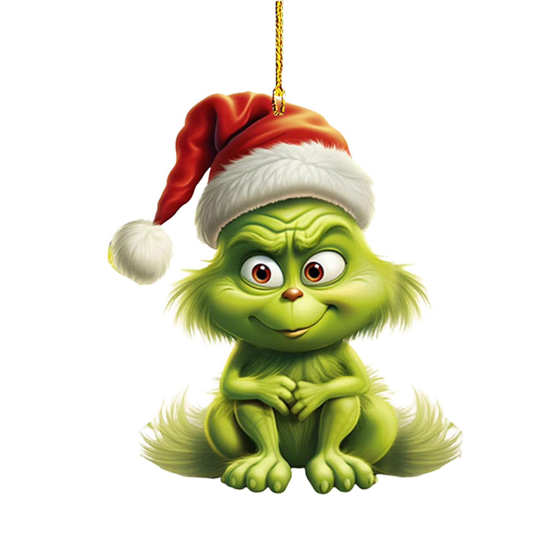 Nuevo producto transfronterizo: Colgante de coche de dibujos animados de hombreito verde para niños, decoración para árbol de Navidad y hogar.