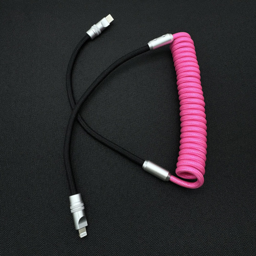 Spring data cable biaxial fishnet braided spiral telescopic fast charging car suitable for iPhone15 Android mate60