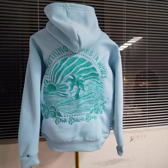 Hot explosive embroidery professional DING Z cross-border foreign trade European size sweater shoulder sleeve hoodie embroidered sweater