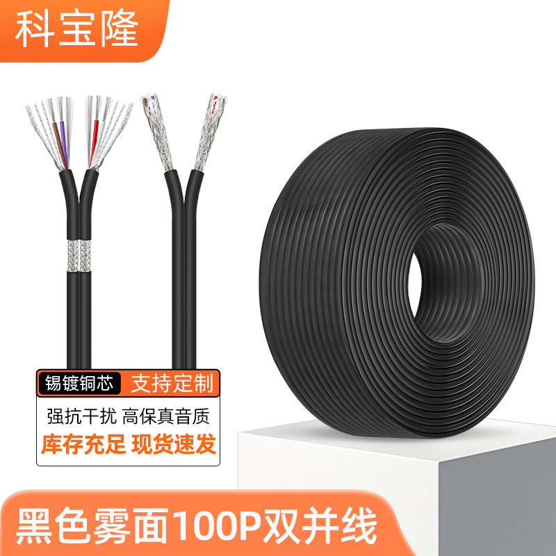 High-Fidelity Shielded Tinned Copper 100P Black Matte Audio Connection Speaker Speaker Cable Double Parallel Signal Digital Cable