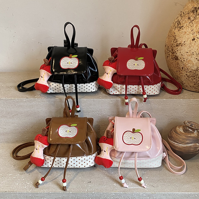 2025 nueva mochila infantil de alto valor de cara caricatura adorable manzana pequeña mochila para niños y niñas, mochila para niños