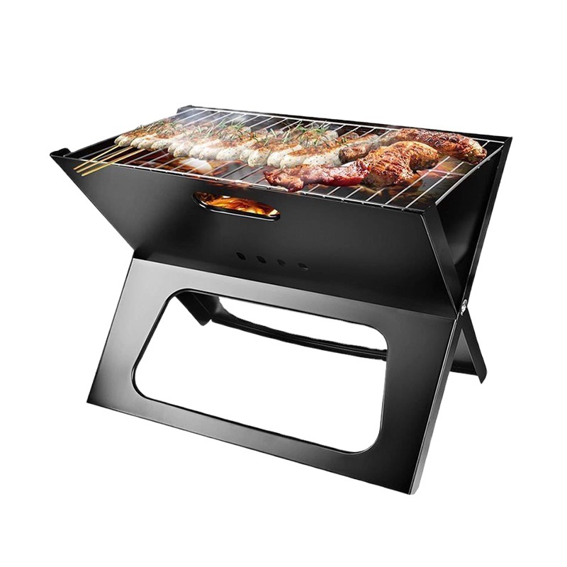 Estufa de Barbacoa Portátil en Forma de X, Parrilla de Barbacoa Plegable y Reforzada para Exteriores, Estufa de Barbacoa para Acampar al Aire Libre