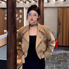 2025秋季新款麂皮绒短外套女小个子时尚休闲高级感超百搭夹克上衣