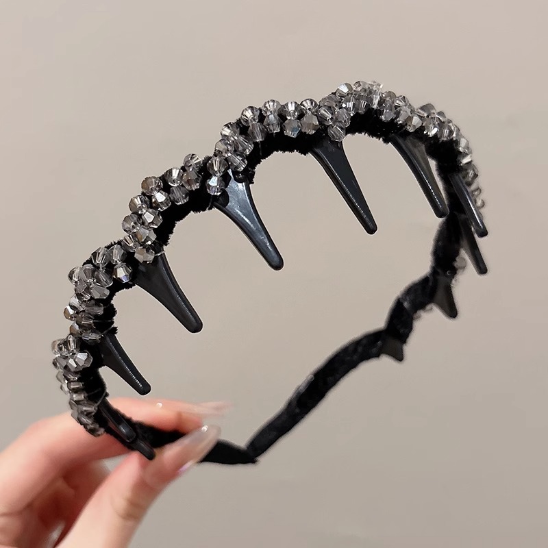 Diamond Louis París princesa banda de cabello 2025 nuevo pequeño viento fragante cráneo alto con dientes banda de cabello antideslizante tarjeta de cabello