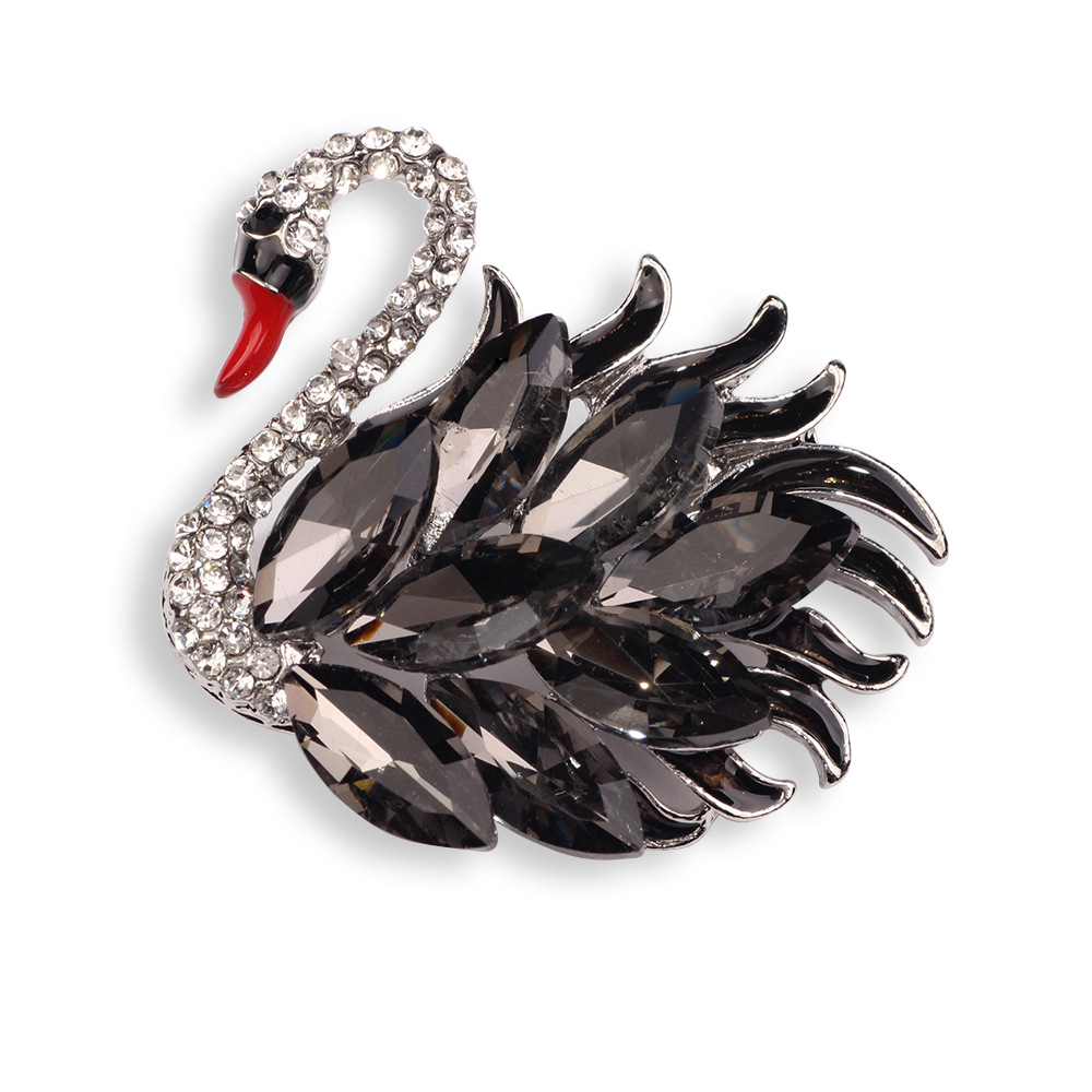 New Cross-Border Light Luxury European And American Style Exquisite Versatile Black Swan Brooch High-End Niche Suit Pin_voghion.com