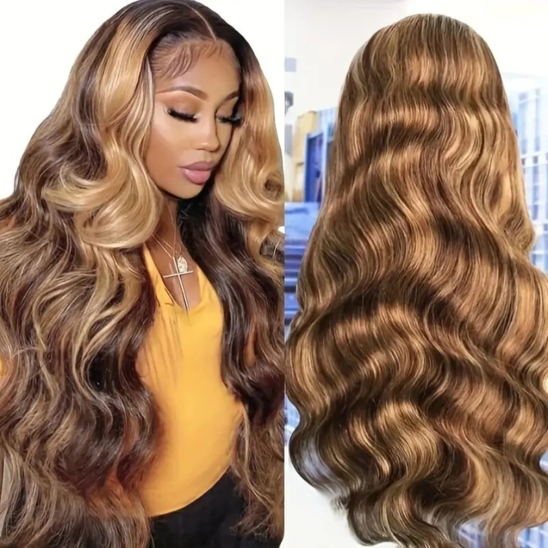 Front Lace Big Wavy Long Curly Hair Piano Color Wig for Women Cross-Border Middle Parted Curly Hair African Headgear
