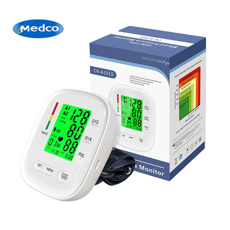 跨境专供A1915电子血压计家用血压测量仪高清电子屏幕英文血压表
