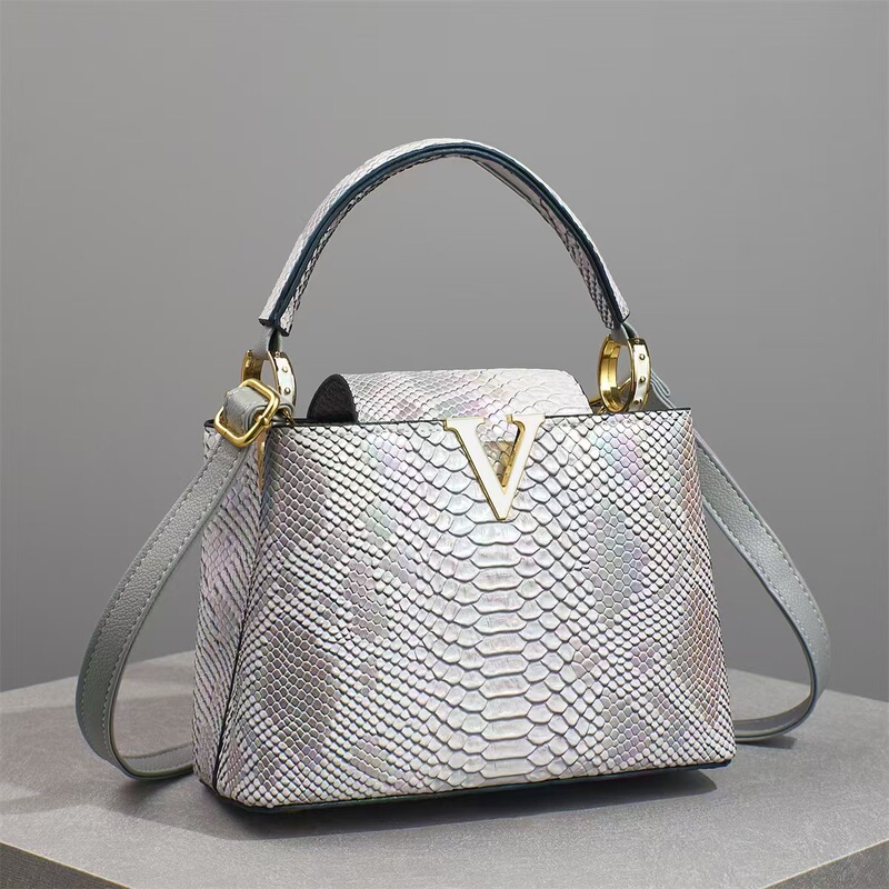 2025 cross-border new bag color snake pattern handbag texture shoulder messenger bag foreign trade hot wholesale baga