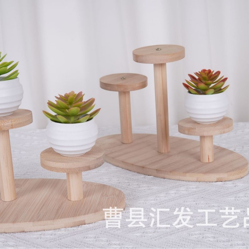 無垢材収納ラックデスクトップ木製植物装飾整理ラック家庭用木製多肉植物ポット緑の植物鉢植え収納ラック|undefined