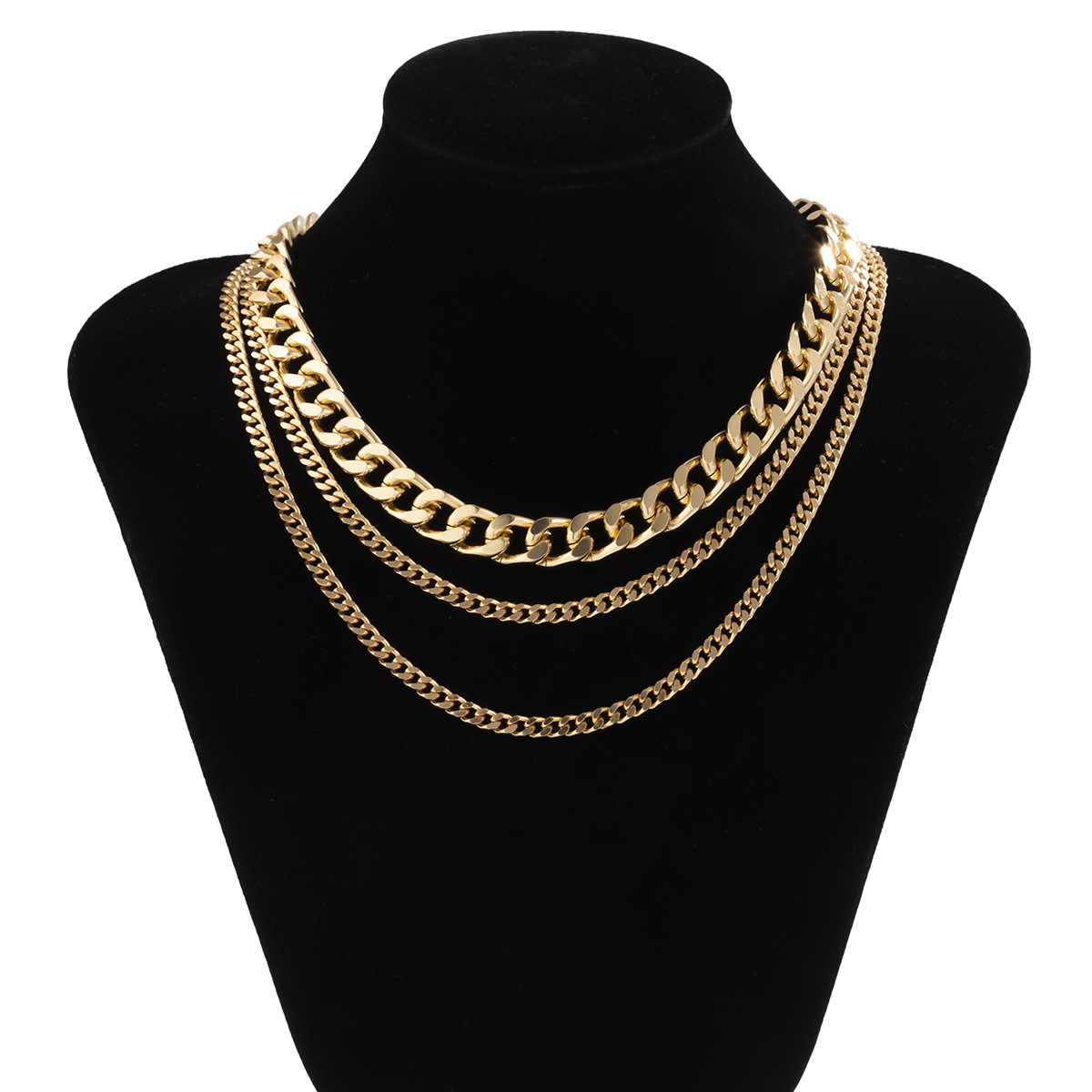 Collier à pampilles géométriques en métal punk avec chaîne croisée pour femme_voghion.com