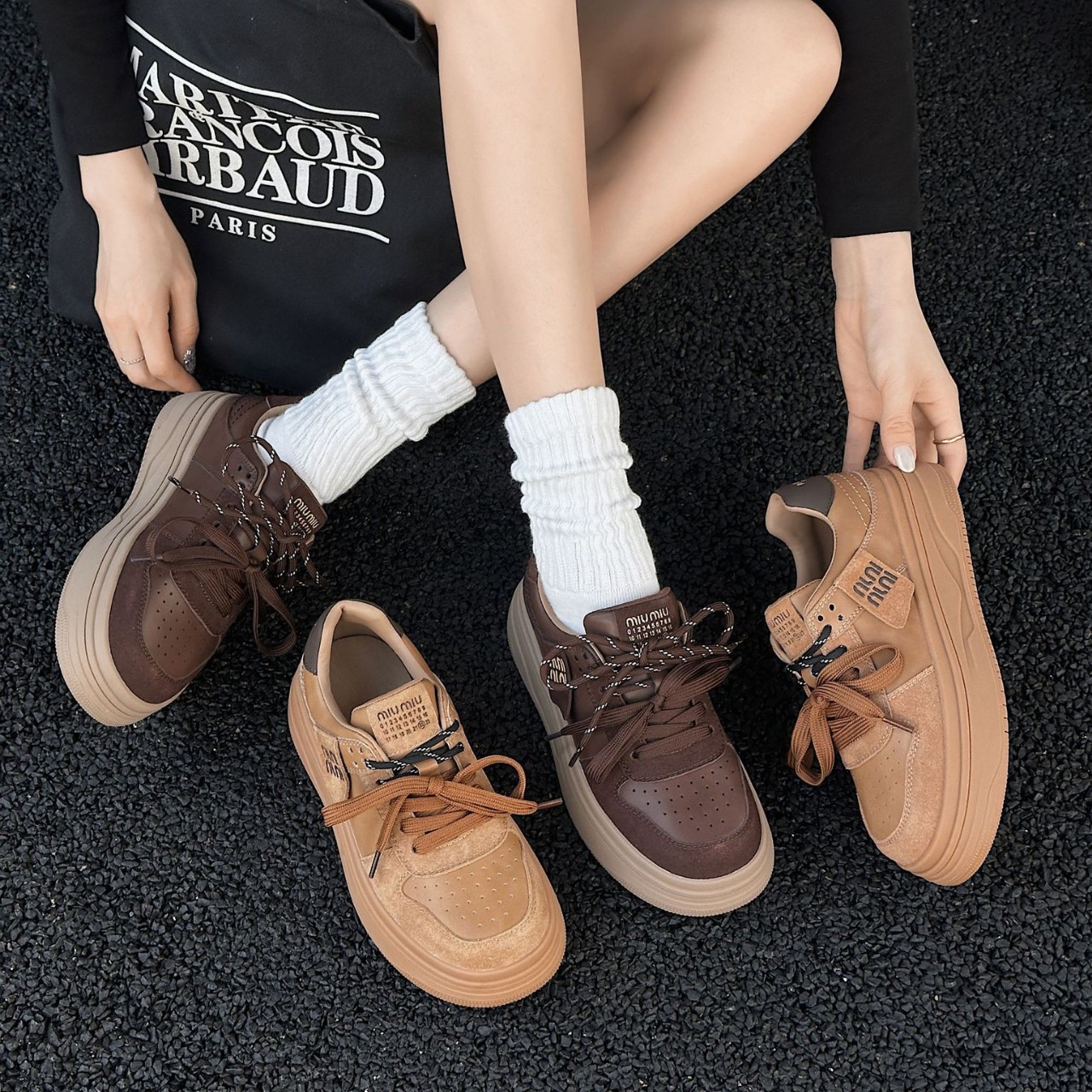 Retro autumn white sneakers platform