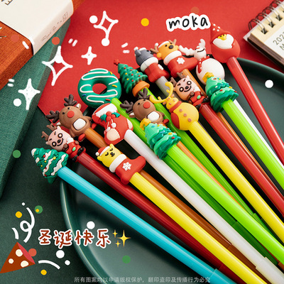 MOKA Christmas Pen Cartoon Roller ball pen ins Korean Water pen student lovely girl student Yan value