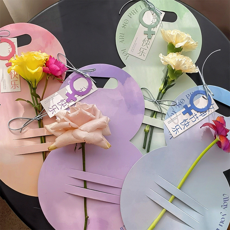 Día DE LA MUJER caliente primavera solo ramo flores caja regalo portátil simple creativo nueva tienda floral