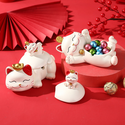 Lucky cat entrance key storage ornaments ashtray mobile phone holder living room home decoration housewarming gift