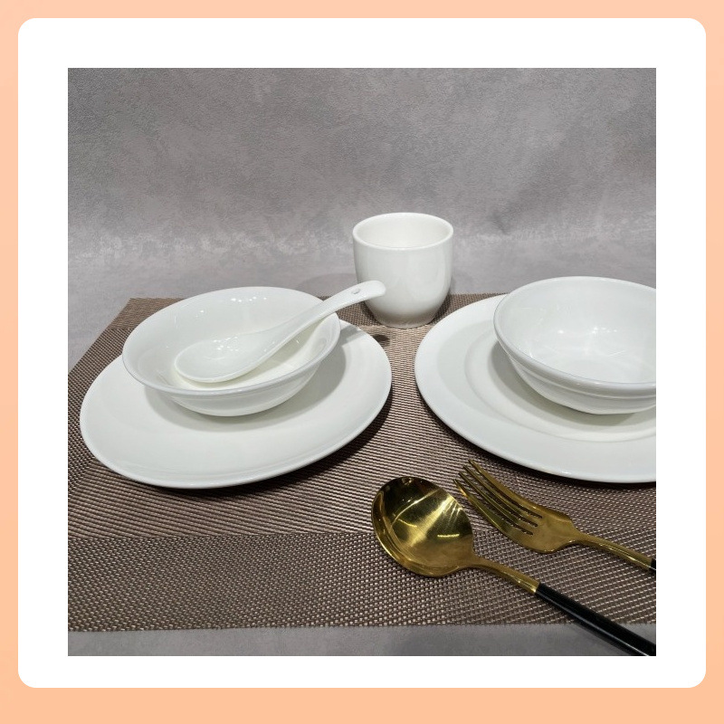 Tazón de arroz de cerámica blanco, para hotel/restaurante/hogar, sopa/congee/fideos