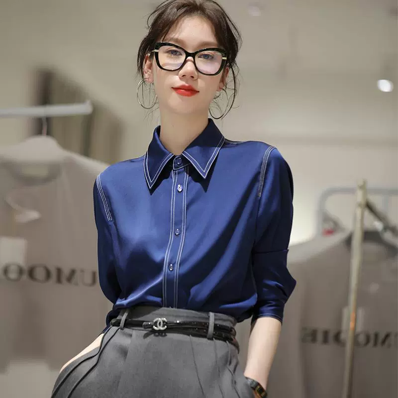 Контроль качества UMOOIE не может отказаться от шедевра изобретательности рубашка белая игла синий фон чистящие глаза