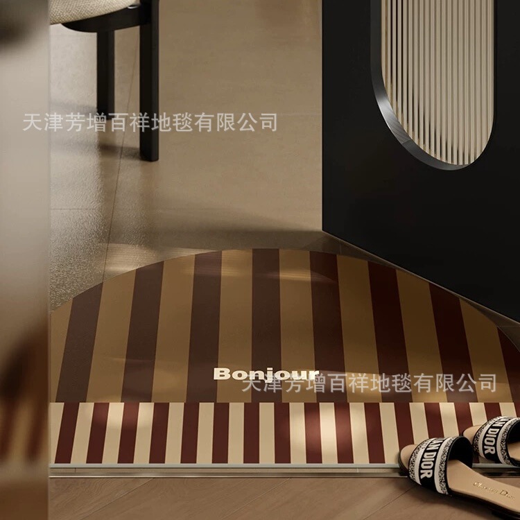 Mid-century style bathroom floor mat, cocoa-colored, Napa leather, non-slip, absorbent, and lightweight, perfect for the entrance of a luxurious bathroom