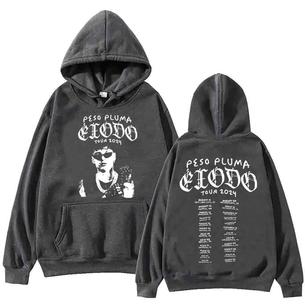 Худи (Peso Pluma) Exodo Tour 2024 — харудзю хип‑хоп пуловер, с принтом спереди и сзади
