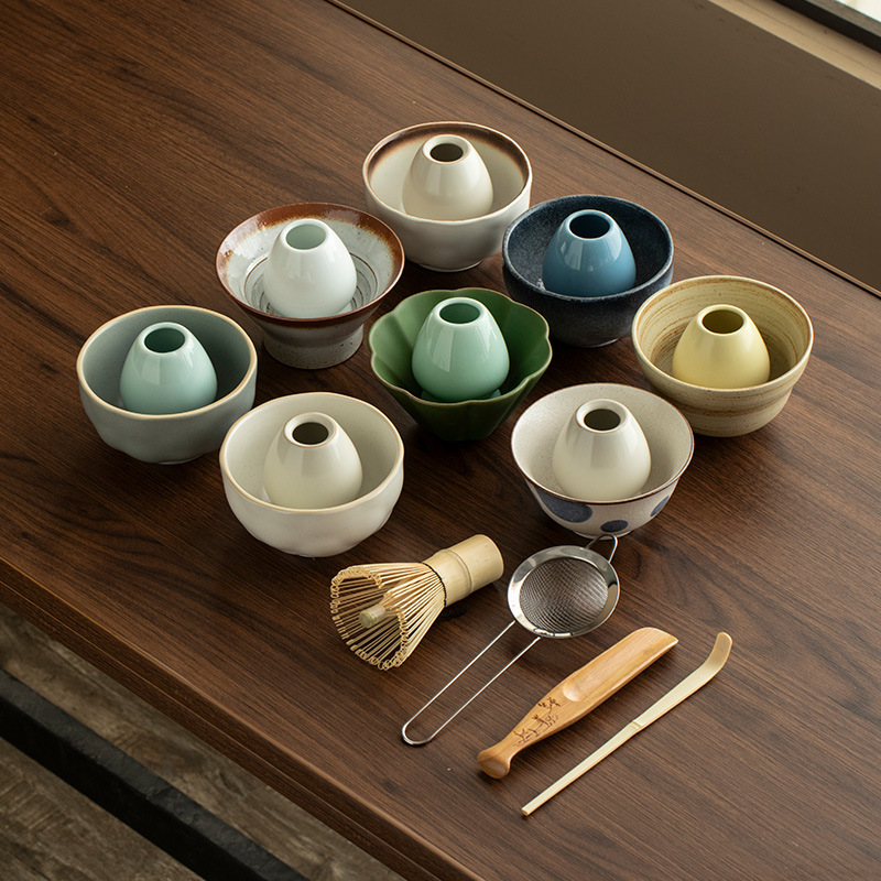 Tazón de matcha de estilo japonés, herramienta de té de la dinastía Song, tazón de té de cerámica, licuadora transfronteriza, cepillo de matcha, juego de tetera