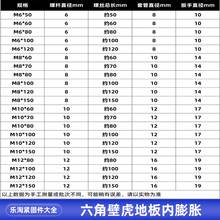 整盒国标外六角内膨胀镀锌螺栓螺丝钉壁虎加长拉爆套管M6M8M1飞之