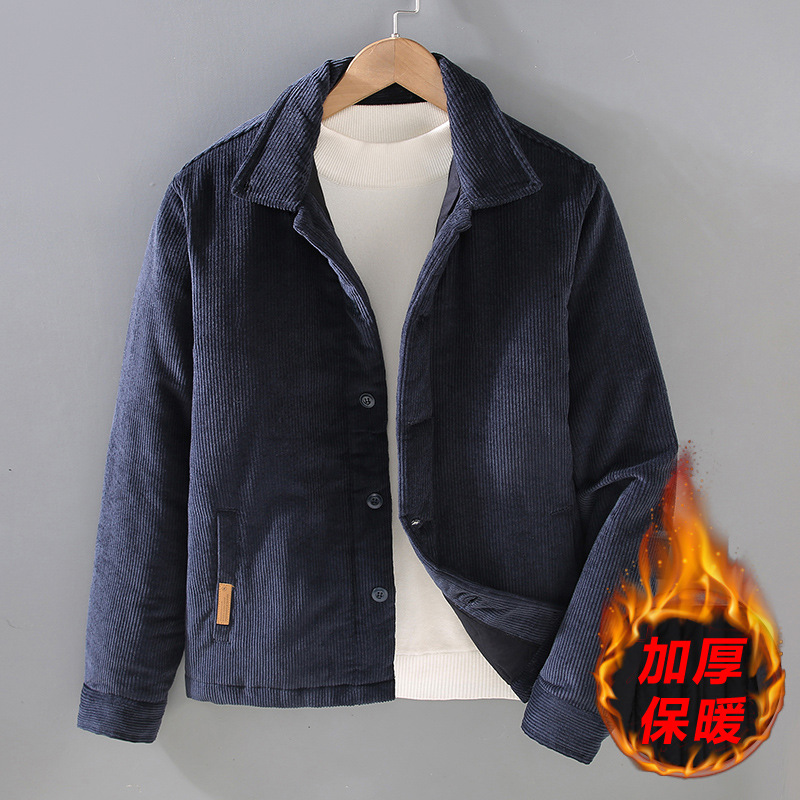 G082 japonés retro casual algodón y engrosamiento de pana hombres chaqueta juvenil camisa todo partido entrega de una pieza