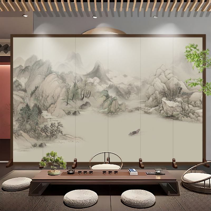 Pantalla de estilo chino sala de estar puerta de entrada cubierta oficina hotel paisaje pintura plegable pantalla plegable móvil clásica