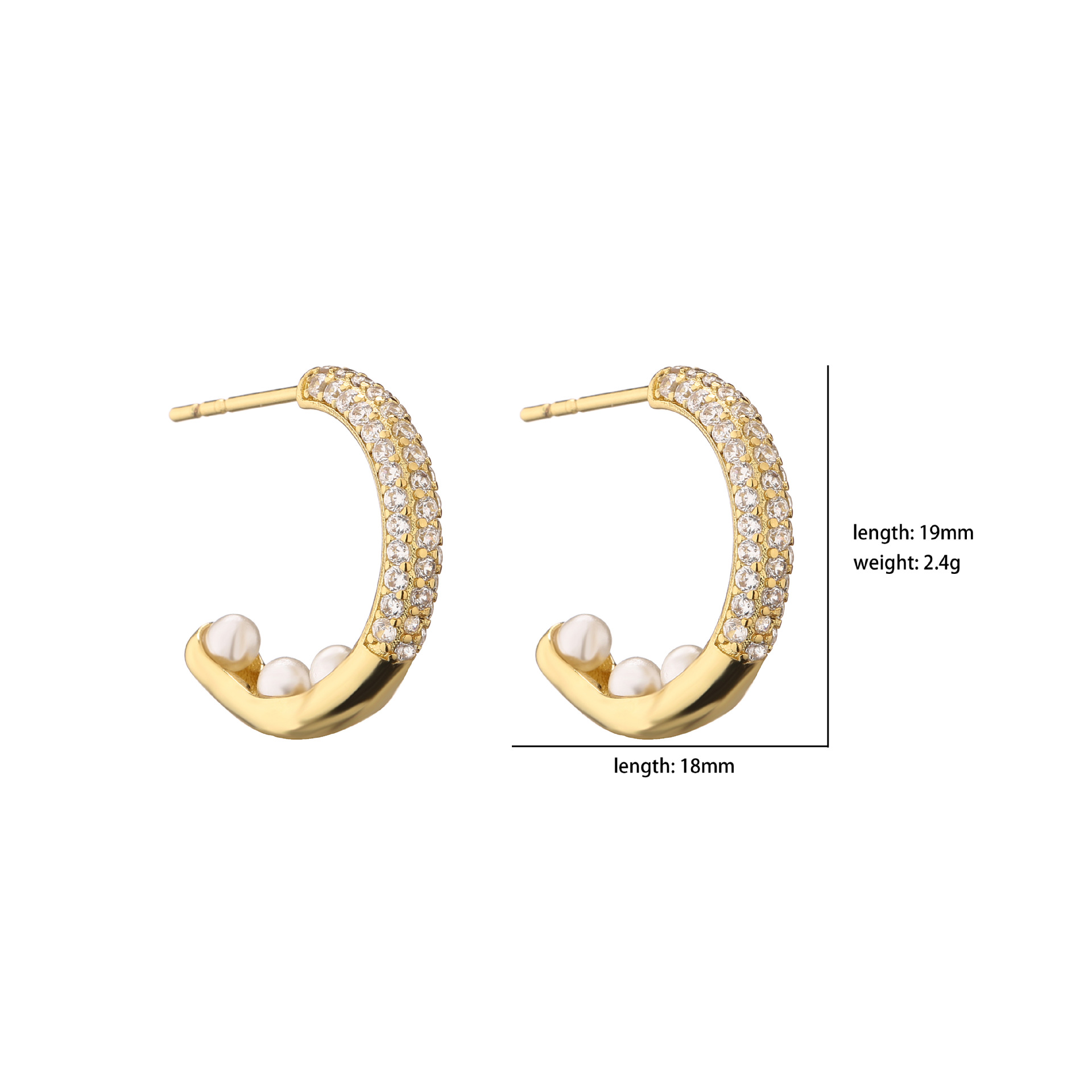 Gold Plated Plating Fashion Geometry Gold Plated Zircon Stainless Steel Earrings