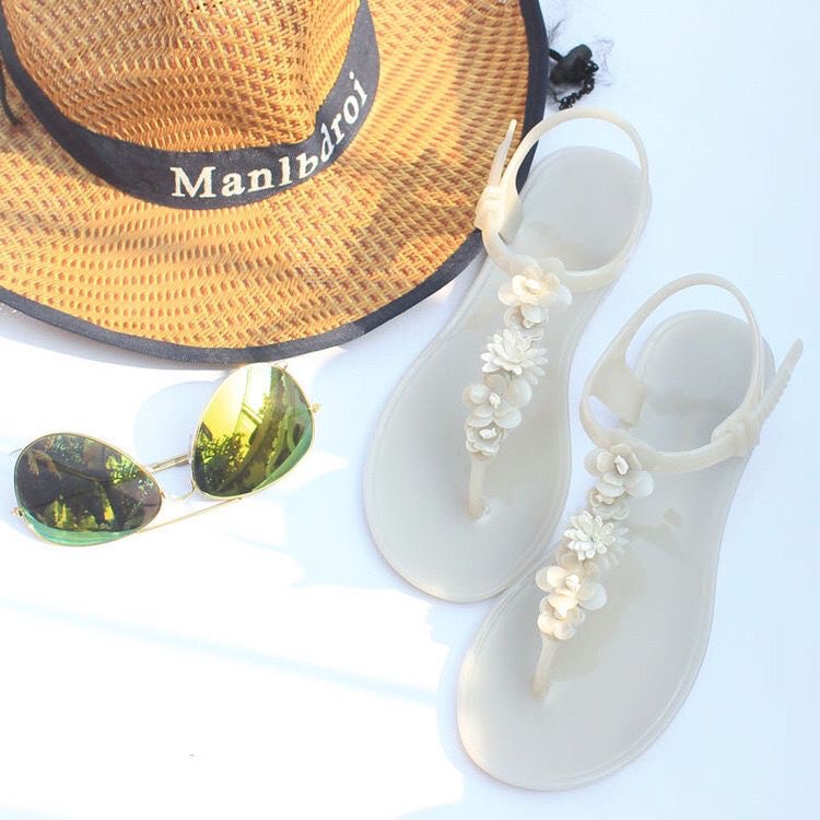 Quality Shoes Summer And T-strap New Sandals Women, Fashionable Casual Flat Floral Flat-heeled Flip-flops For Daily_vogvips.com