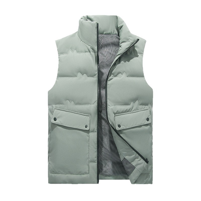 Cross-border chaleco de plumón de hombre con chaleco de invierno 80 chaleco de plumón sin mangas de color blanco