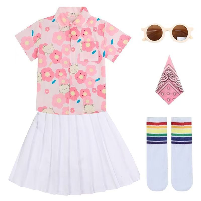 儿童花衬衣 幼儿园港风演出服套装 小学生运动会服装啦啦队表演服|undefined