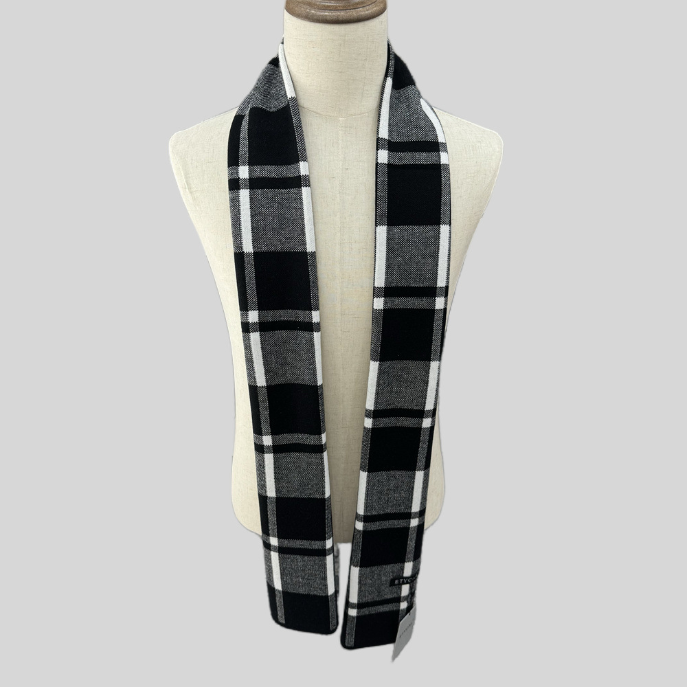 Herbst und Winter Neuer karierter Herrenschal Vielseitiger warmer Strickschal aus Mischgewebe für das Geschäft Einfacher_voghion.com