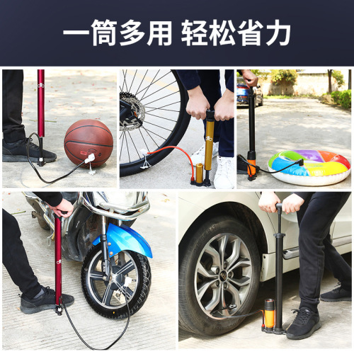 Bicycle Tire Pump Road Bike Universal Electric High Pressure Car Tire Inflator Simple Strap Pressure Gauge Multi-functional Nozzle Head