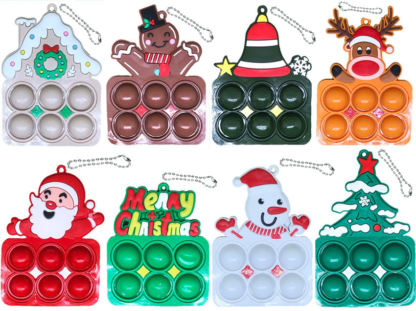 Christmas Tree Pendant Santa Snowman Deer Bubble Music  Keychain Fingertip Toy display picture 4