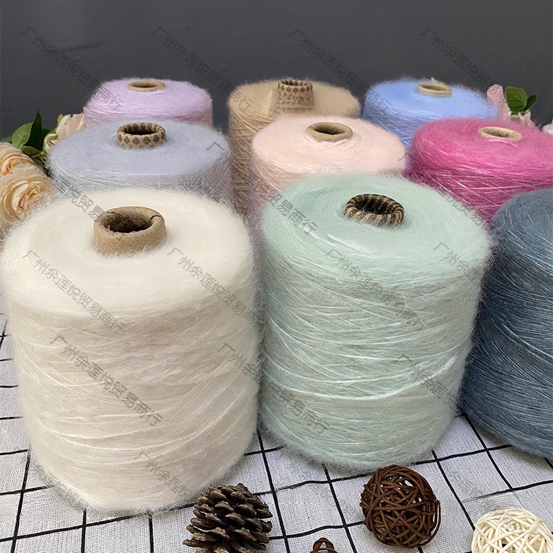 毛豆豆线法式空心喷毛纱蓬松慵懒毛衣棒针手工羊毛线外套