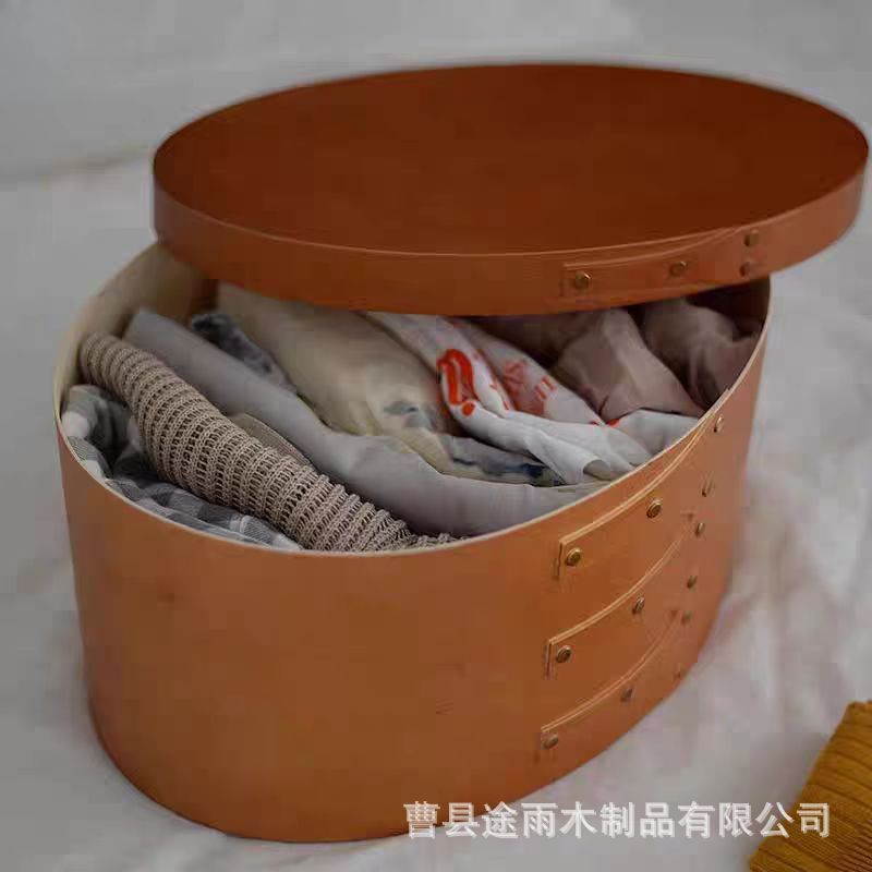 复古铆钉木制夏克盒北欧居家纸巾盒收纳盒椭圆抽纸盒树皮盒多规格|undefined