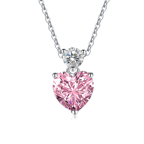 Live broadcast moissanite pendant heart-shaped yellow diamond pink diamond necklace moissanite pendant accessories wholesale manufacturer