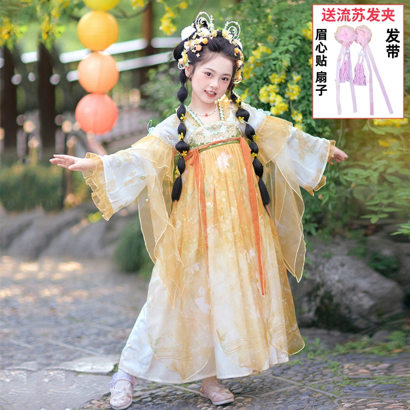 Hanfu Girls' New 26 Styles for Spring and Autumn, Tang-Style Dress, Children's Traditional Chinese Style, Super Beautiful Ancient Costume Princess Dress
