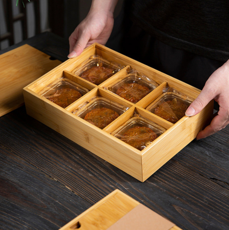 新中式木质月饼礼盒4粒6粒装冰皮月饼收纳盒带盖月饼木盒中秋礼盒|undefined