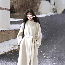 2025小众立领秋冬清冷感气质高级感双面呢羊毛长款显瘦大衣外套女
