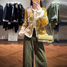 东方古韵新中式醋酸拼水貂毛加棉外套2025冬季新款复古保暖棉衣42