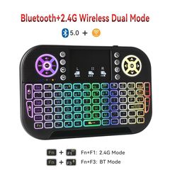 2.4G无线充电双模空中飞鼠蓝牙键盘RGB背光触摸遥控迷你键盘