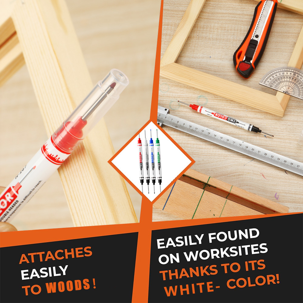Doble cabeza larga marcador de carpintería aceite perforación línea de trazo impermeable no decoloración alargar el pincel de trazo manual al por mayor