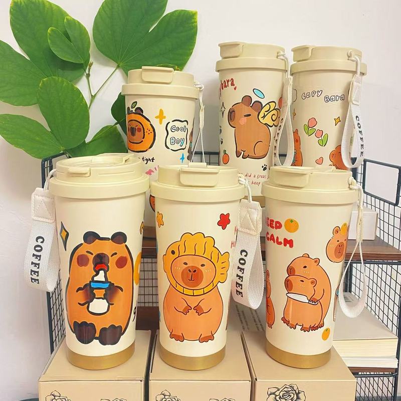 漫画ステンレス鋼カップ高価値断熱カップ 316 大容量コーヒーカップポータブル Capibara 学生カップ|undefined