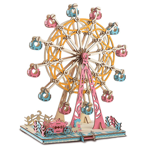 Wooden 3D puzzle model assembly children's intelligence brain development toy for girls adults gift street stall wholesale