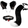 Black red choker, small bell, set, 3 pieces