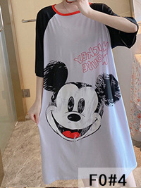 Comercio exterior camisón de verano de las mujeres de manga corta pijamas de dibujos animados delgada de doble cara de seda impresa vestido cultural ropa para el hogar