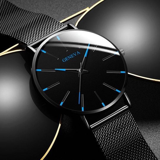 Foreign trade explosions fashion best selling blue needle men's watches men's watches quartz watch mesh with manufacturers in stock a generation of hair